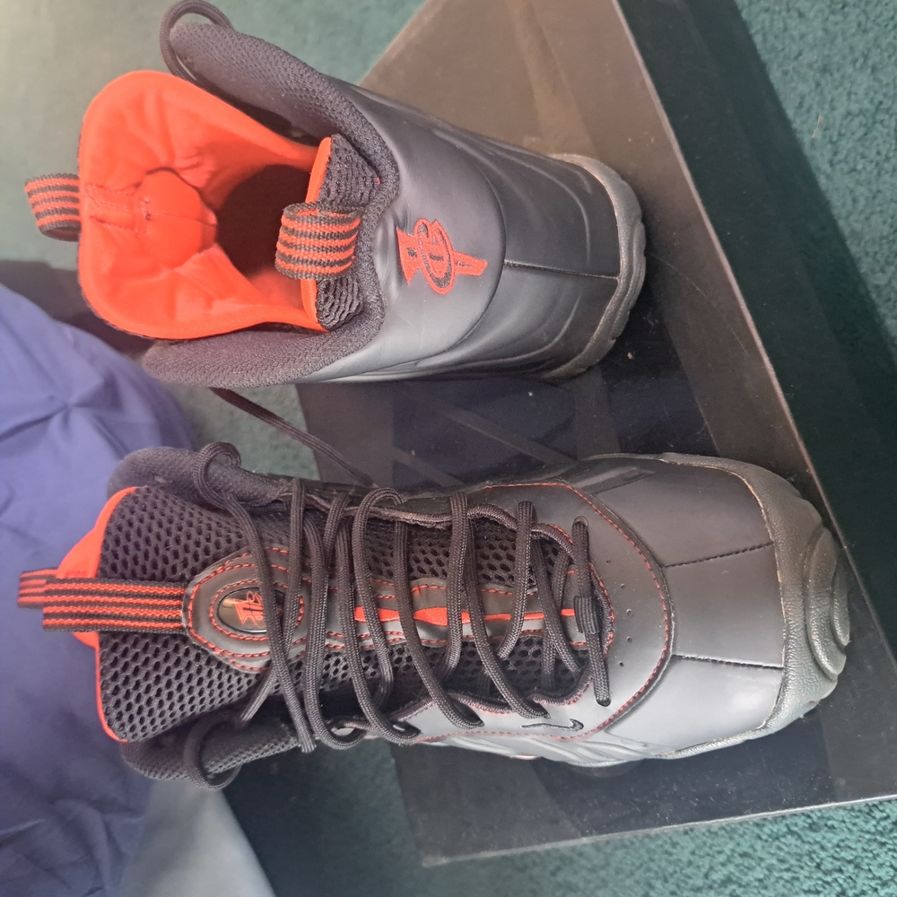 Black and Red Foamposite Sneakers